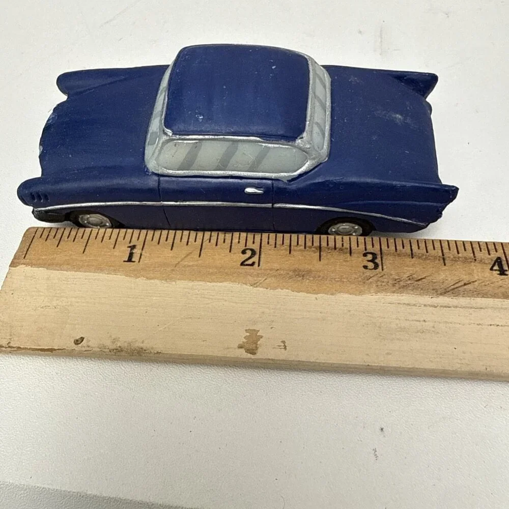 Christmas Village Blue Retro Car Miniature Resin Figurine